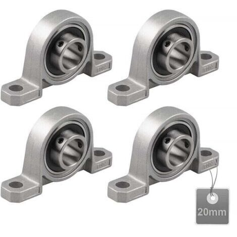 VURAHOME - (Taille 20mm, XU,KP004)4 Pièces Roulements de d'oreiller, Palier Roulement, à Billes, Alliage Zinc, Paliers Semelle, Avec fonte solide - (1/4)