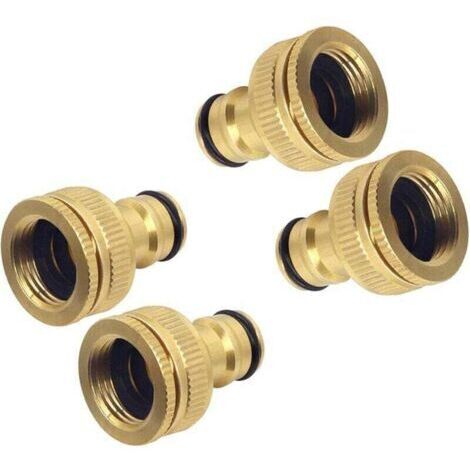 VURAHOME - 4 Stück Raccord Tuyau D'arrosage Laiton Massif, XU, Arrosage Adaptateur Robinet Fileté Embout Anti-Rouille pour Cuisine Jardin - (1/4)