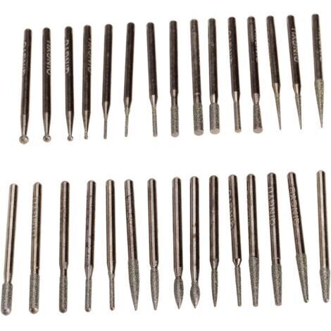 VURAHOME - 30pcs Forets Diamant Fraises Rotatives Pointes Diamantées Diamant ponçage Forets à meuler diamantés Aiguille de meulage diamant Accessoires de broyage électrique Pour Dremel Rotary Drill Bi (1/5)
