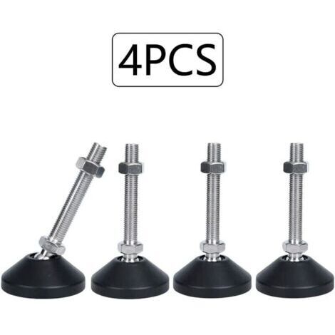 VURAHOME - Pieds de meuble réglables en hauteur, vis de réglage antidérapantes M8 × 50 mm, inclinaison maximale de 20°, nivellement pour machine à meubles, 4 pièces (1/5)