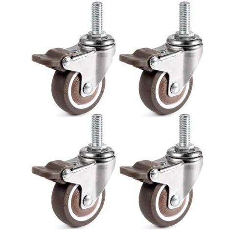 VURAHOME - 4 Pièces Roues Pivotantes, 25mm M6 x 15mm Pole Roulettes de Meubles pour Chariots- (1/5)