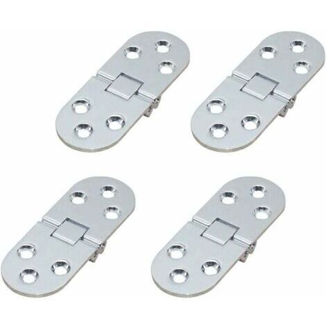 VURAHOME - Lot de 4 charnières pour table pliante – Charnières plates pour portes d'armoires – Zinguées – Pour meubles pliants (argent) (1/5)