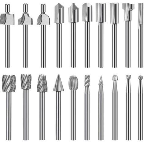 VURAHOME - 20 Mèches gravure haute dureté (10 HSS carbure +10 mèches toupie), tige 1/8"(3mm), pour bricolage bois/sculpture/perçage/ébarbage (1/5)