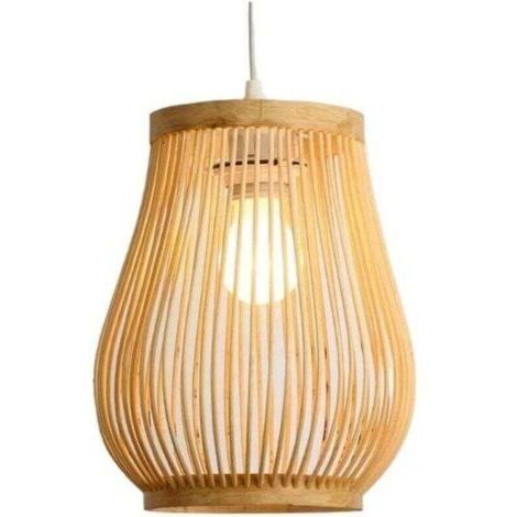 VURAHOME - Suspension, Rétro Gourde Couloir Lampe Tissé Lanterne Simple Lumière Plafonnier Pendentifs, XU,Luminaire Suspendu Éclairage avec Forme Rotin pour Teahouse Salle À Manger Patio Beige, 7.87 p (1/4)