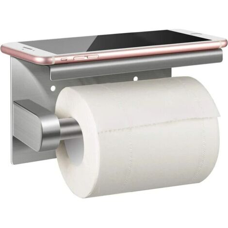 VURAHOME - Porte Papier Toilette 304, Porte Rouleau Papier toilettes sans Perçage Derouleur Papier WC mural, Acier Inoxydable (1/4)