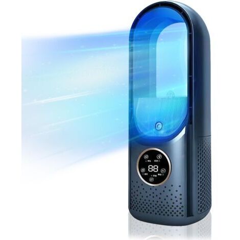 VURAHOME - Ventilateur sans pales à 6 vitesses, refroidisseur de bureau sans ventilateur, ventilateur silencieux portable, humidificateur, climatiseur, ventilateur de refroidissement (couleur : bleu) (1/5)