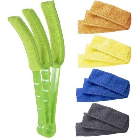 VURAHOME - Brosse Duster pour stores avec 5 manchons en microfibre - Outils de nettoyage des stores pour volets roulants Climatiseur aveugle Jalousie Dust - Vert