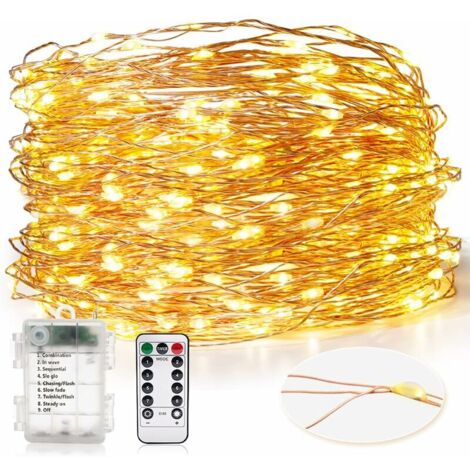 VURAHOME - Guirlande Lumineuse Pile, Guirlande Lumineuse Batterieexterieur Intérieures Imperméable Fil Cuivre Lumières Blanches Chaudes Pour Mariage Champêtre Noël Anniversaire (30M 300 Led) (1/5)