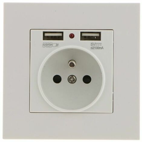 VURAHOME -Prise Murale, Prise Electrique Murale avec Double USB 5V/2100mA, Prise Encastrable avec 2 Ports de USB Pratique et Manialble (1/5)