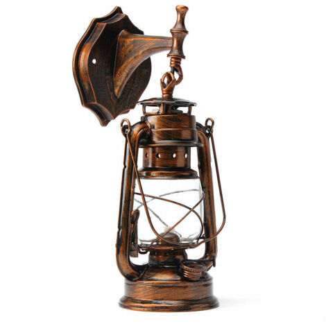 VURAHOME -Rétro Antique Vintage Lanterne Rustique Lampe Applique Murale Luminaire Extérieur E27 (Or, Applique Type C) (1/5)