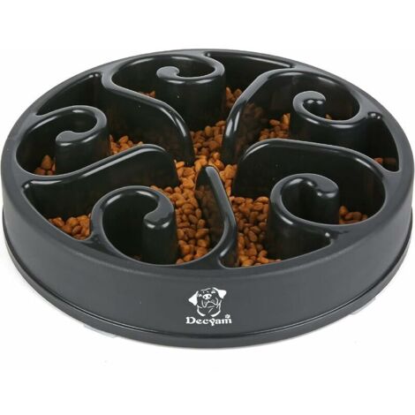 VURAHOME -Gamelle Anti Glouton Chien Gamelle d'alimentation Lente avec Base Antidérapante Favorise Une Alimentation Saine Et Une Digestion Lente (Small Medium, Noir)