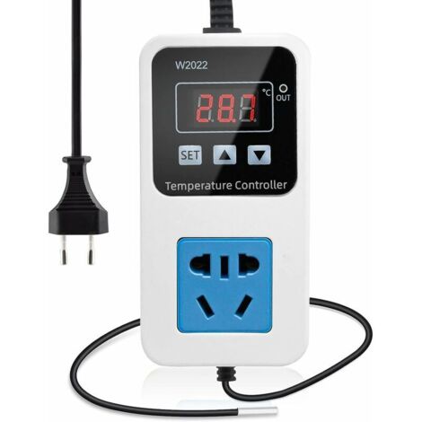 VURAHOME -Prise Thermostat AC110V-220V Regulateur Température Numérique Refroidissement et Chauffage avec sonde NTC pour la Germination des graines, Les Reptiles et Le Brassage