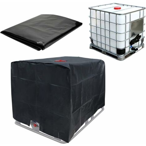 VURAHOME -Couvercle De Réservoir d'eau Bâche De Protection IBC- Noir -Le Couvercle Supérieur Et La Valve Ne sont Pas Obstrués- pour Cuve 300L -bâche Couverture Réservoir IBC-Tissu Anti-81×61×100cm (1/5)