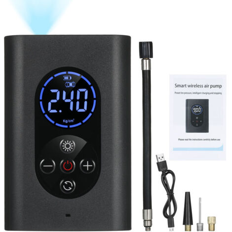 Tragbarer Luftkompressor, 150 psi, elektrische Luftpumpe mit wiederaufladbarem USB-LED-Manometer, 4000 mAh, automatische Abschaltung, Powerbank (1/5)