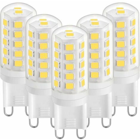 VURAHOME -Ampoule LED G9 3W Blanc Naturel 4000K, Ampoules LED G9 420LM, Équivalent à une Ampoule Halogène 28W 40W, Ampoules LED G9 Maïs pour Lampe de Bureau, Anti-Flicker, AC 220-240V, Paquet de 5 [Cl (1/5)