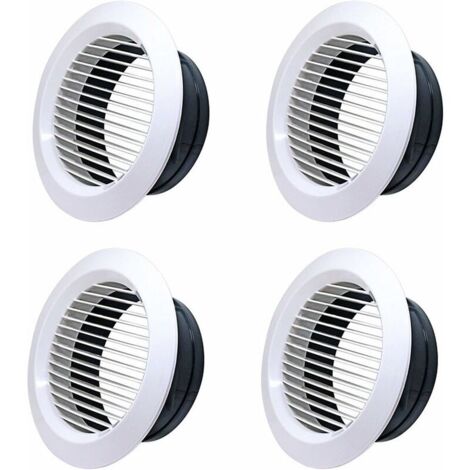 VURAHOME -Grille D'aération Blanche, 4 Pcs Diffuseur de Plafond Rond, Grille de Ventilation en Plastique pour Ventilation des Pièces de Vie et D'affaires, Cuisine, Salle de Bain, Toilettes, Garages