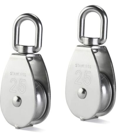 VURAHOME -Rouleau de rouleau simple en acier inoxydable , Roulette de levage en acier inoxydable 304 M25 400 kg 2pcs - Argent (1/5)