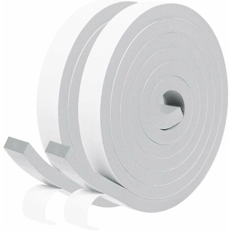 yoouyida Joint Isolant en mousse autocollant 20mm x10mm x2m Joint Boudin de porte coupe vent Joint en bande antichoc pour Porte fenêtre, 2 rouleaux-Mousse gris film blanc
