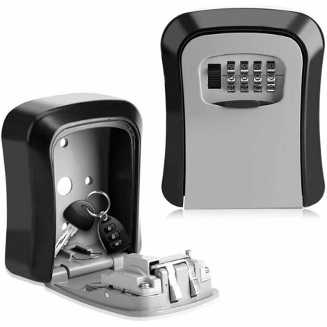 VURAHOME -Key Lock Box Wall Mount 4-Combination Key Storage Lockbox Locked Combination Key Waterproof Safe Box for Outside Wall Mount 5 Key Large Capacity (1/5)