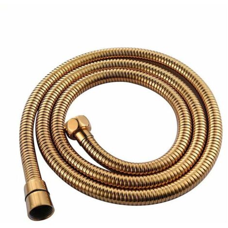VURAHOME - Tuyau de douche en laiton massif anti-torsion en acier inoxydable doré 1,5 m, tuyau de douche à main en acier inoxydable, (1/5)