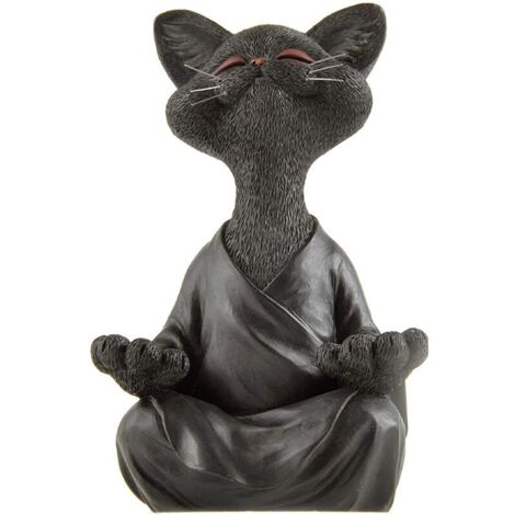 VURAHOME -Statue de chat bouddha Zen et heureux en meditation, idéale pour la décoration intérieure et extérieure maison et jardin Magnifique cadeau figurine design moderne en resine,Supoerma, (18cm x