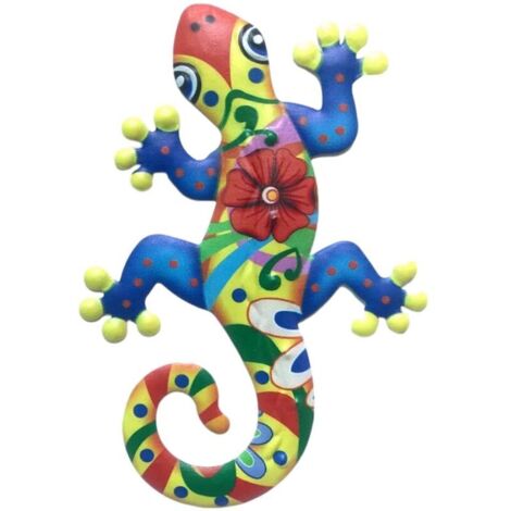 VURAHOME -Décoration murale en métal en forme de gecko 2 morceau de lézard, décoration murale extérieure en gecko, convient aux jardins, porches, terrasses, pelouses, clôtures (1/5)