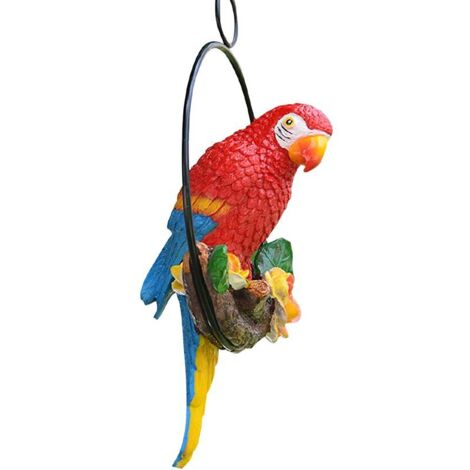 VURAHOME -Statue De Perroquet Figurine De Perroquet, Décoration Jardin Exterieur Animaux, Statue De Jardin en Résine pour Le Collectionneur d'oiseaux Tropicaux Amoureux De La Nature,,(Rouge)