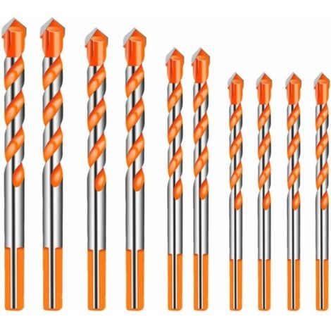 VURAHOME -10 Pièces Carbure De Tungstène Maçonnerie Foret Ensemble Pour Céramique Porcelaine Métal Acier (6 /8 /10 /12mm) (1/4)