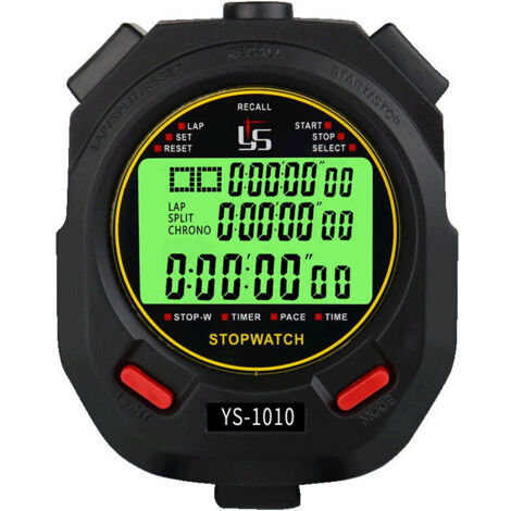 VURAHOME -Chronomètre Chronometre Professionnel Mémoire avec Fonction Muet et Lumièr Minuterie Chronomètre Lumineux Électronique pour Minuterie d'arbitre de natation d'entraînement de course à pied (1/5)