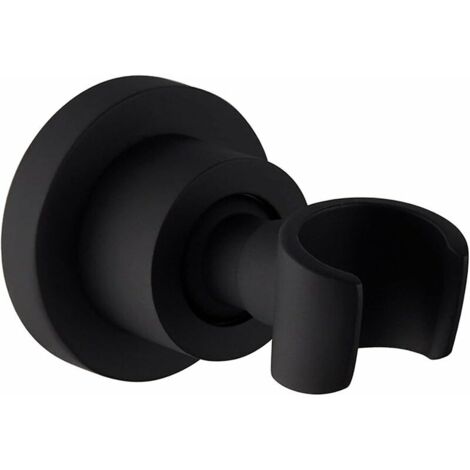 VURAHOME -Support de Douche Acier Inoxydable Support Pommeau de Douche Montage Mural Support de Douche à Main Rotatif à 360° Support de Tête de Douche,Round Noir (1/5)