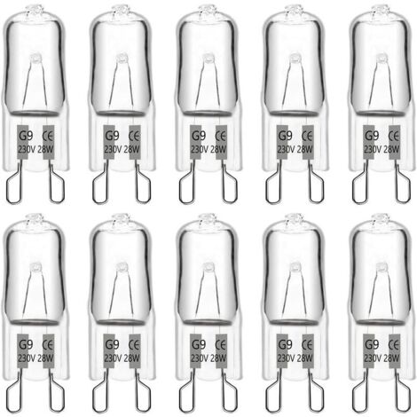 VURAHOME -Lampe halogène G9 28W 230V, 370lm 2700K dimmable blanc chaud, ampoule capsule G9, pour lustres, éclairage paysager, appliques murales, éclairage d'armoire, paquet de 10 (1/5)