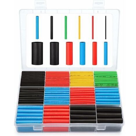 VURAHOME - ET1001 Lot de 560 gaines thermorétractables pour isolation électrique 5 couleurs 12 tailles, (1/5)