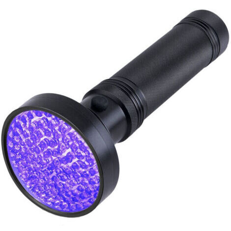 VURAHOME - Lampe de poche UV professionnelle haute luminosité 100 LED Lampe de poche portable à lumière noire pour taches d'animaux Nettoyage des aliments Ustensiles Test Détection de devises Lampe de