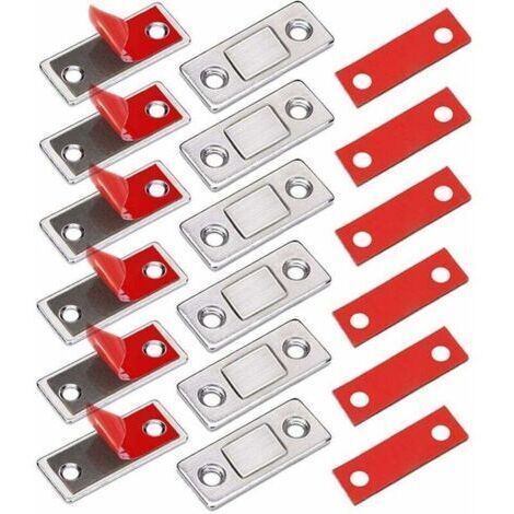 VURAHOME - Loqueteau pour meuble Aimant de Porte Magnétique 6 Pièces Ultra Mince Loquets Magnétiques en Acier Inoxydable pour Porte Coulissante de Placard, de Cuisine, Armoire, Tiroir et des Meubles, (1/5)