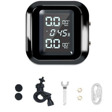 VURAHOME - Système de Surveillance de la Pression des pneus sans Fil pour Moto TPMS de Charge USB pour Moto avec 2 capteurs externes Affichage LCD numérique TPMS pour Moto à Deux Roues,de (1/5)