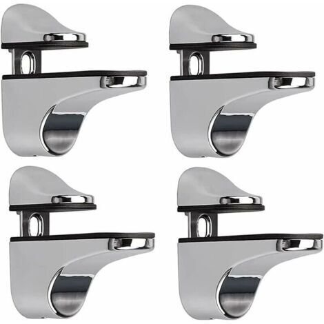 VURAHOME - Support D'étagère en Verre Réglable, 4 Pcs Support D'étagère en Verre, Pince en Verre à Fixation Murale, Support pour Étagères en Verre, pour Tablette Verre,de (1/5)