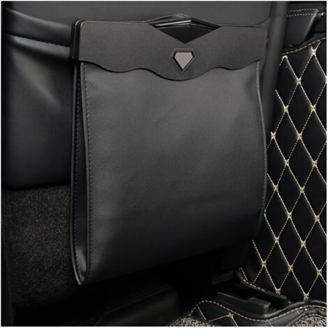 VURAHOME - Suspendre poubelle voiture interieur, Poubelle de voiture avec ouverture magnétique à accès rapide, Cuir PU imperméable, accessoire voiture pour siège arrière de voiture (Noir(L),de (1/5)