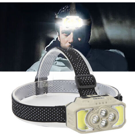 VURAHOME - Lampe frontale LED COB Super Bright USB Rechargeable Lightweight Head Lamp with Motion Sensor for Outdoor Hiking Camping Fishing Repairing,DUBUNS