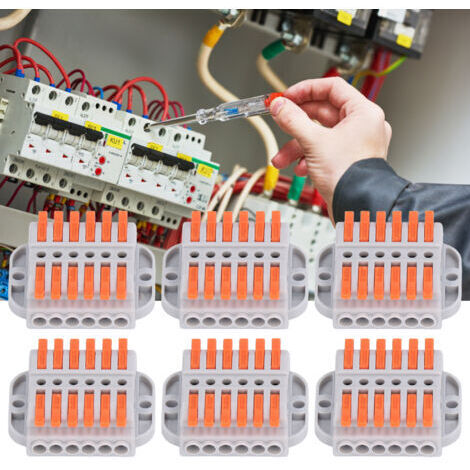 VURAHOME - 6Pcs Connecteurs de fils compacts ABS Borne de connexion rapide en cuivre Conducteurs de câblage universels,DUBUNS (1/5)