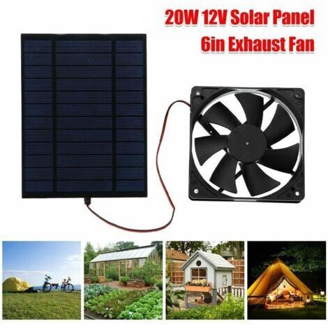 VURAHOME - Ventilateur alimenté par panneau solaire 20W 6 pouces Mini Ventilatorl DIY Ventilateur d'extraction de panneau solaire Rechargeable Portable.. (1/5)
