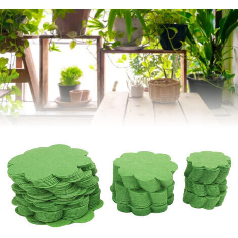 Lot de 150 coussinets de drainage pour pot de fleurs en forme de fleur, tapis respirants et perméables à l'eau pour pot de bonsaï, 5 cm, 7,5 cm, 10 cm, vert, (1/5)