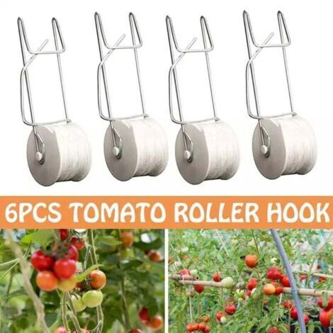 Lot de 10 crochets de support pour tomates avec ficelle de 15 m, kit de treillis de serre, crochet durable pour empêcher les tomates de pincer ou de tomber