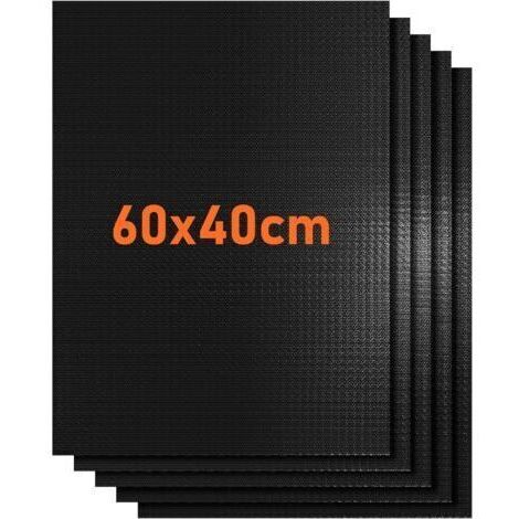 Tapis de Cuisson Barbecue 40  60 cm, 5 Pièces Gaz/Electrique/Charbon BBQ Tapis four Non Stick Four en Téflon, Réutilisable, Nettoyage Facile et Anti-adhérent, Peut être coupé