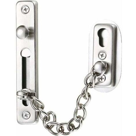 Chaîne de sécurité, chaîne de porte en acier inoxydable 304, verrou de chaîne de porte avec vis, convient aux portes et fenêtres intérieures des maisons, hôtels et autres lieux, plaqué argent chromé b (1/4)