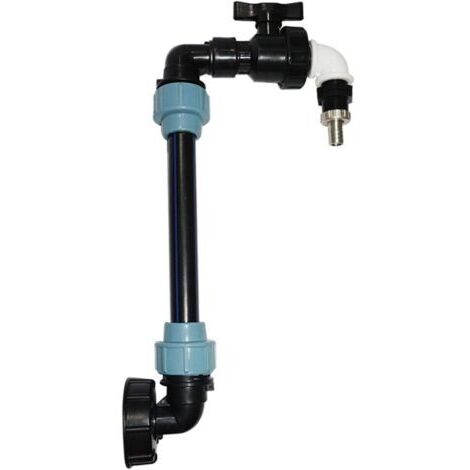 IBC Adaptateur avec robinet col de cygne pour canon de pluie ou réservoir de 1000 l, différentes versions (plastique/laiton, 3/4") (1/4)