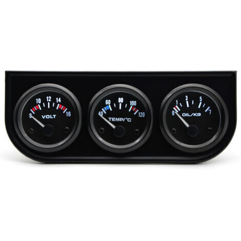 Kit de jauges de voiture 2" 52 mm : voltmètre, température d'eau, pression d'huile, triple jauge pour voitures 12 V (1/4)