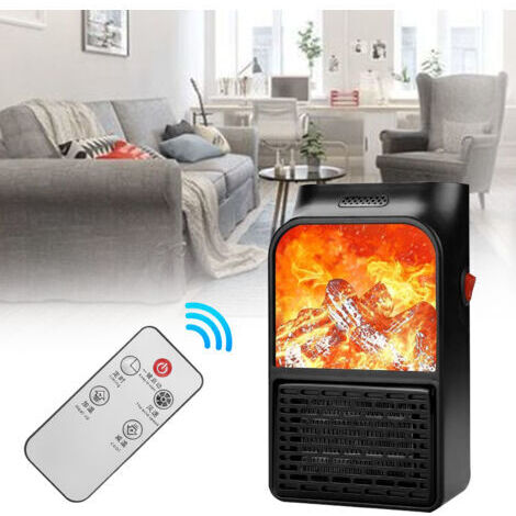Chauffage électrique Portable en céramique, 900W, petit ventilateur, PTC, pour cheminée, avec flamme simulée, prise ue