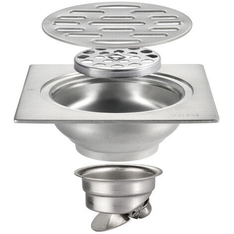 Siphon de sol - Siphon de sol extérieur pour salle de bain - Siphon de sol extérieur pour balcon épaissi anti-blocage, anti-insectes et anti-odeurs 10×10cm (1/4)