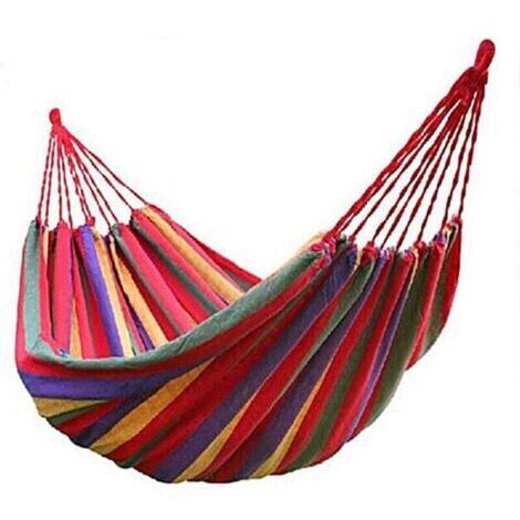 Parachute Portable Toile Hamac Coton Respirant Jardin Hamac Portable Voyage Camping pour Double Max Charge 300 kg Multicolore (2 Personne, Rouge) (1/4)