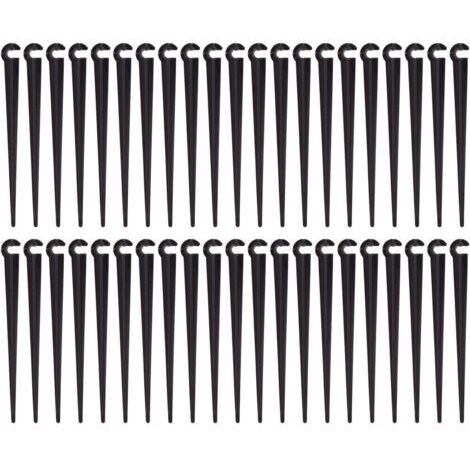 Piquets de support pour tuyaux d'irrigation, supports de tuyaux d'irrigation goutte à goutte en plastique, outil de jardin, lot de 100